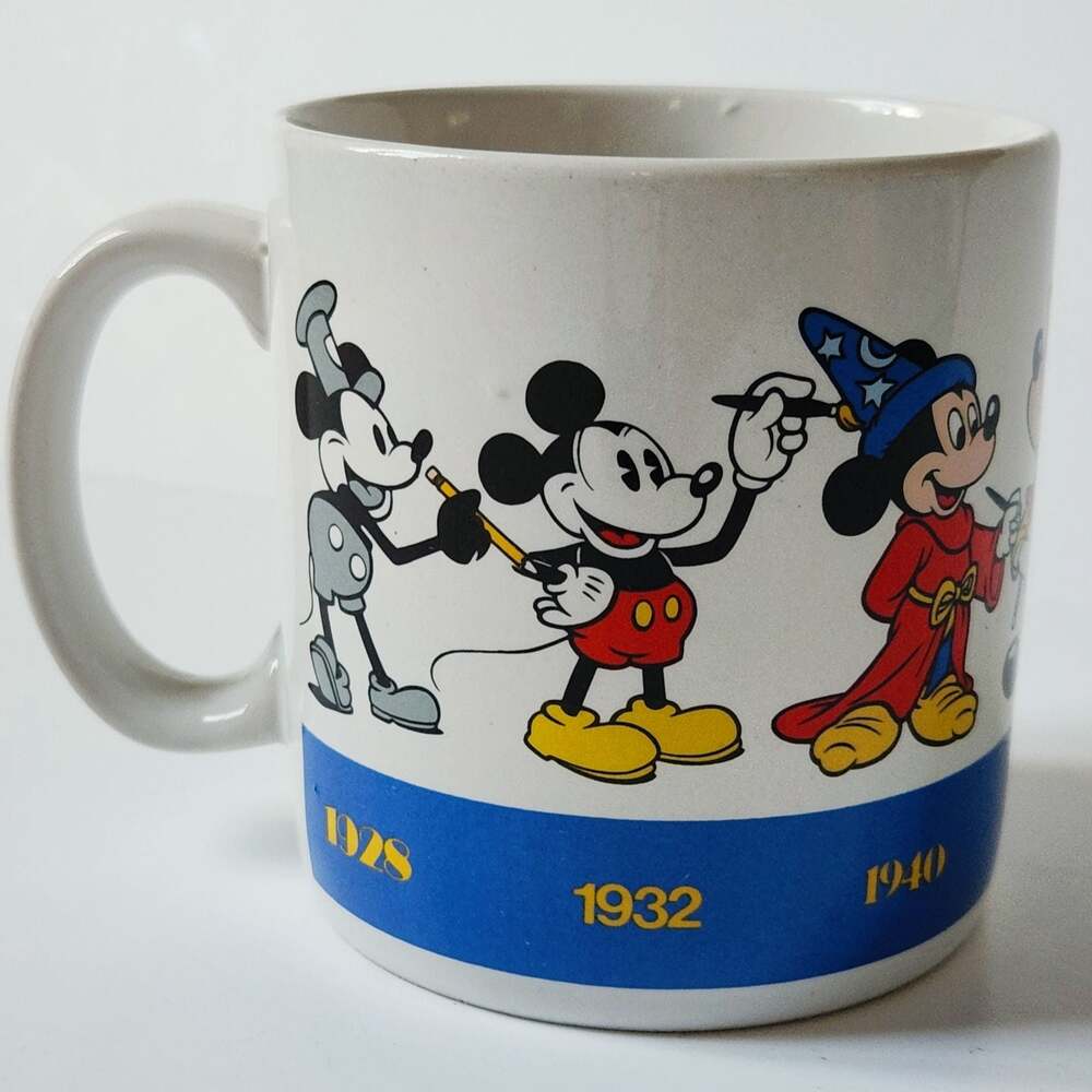 Vintage Mickey Through the Years Mug 1928 to 1990 Timeline | 1980s Applause